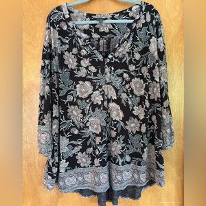Floral Black and Pink Women's Top